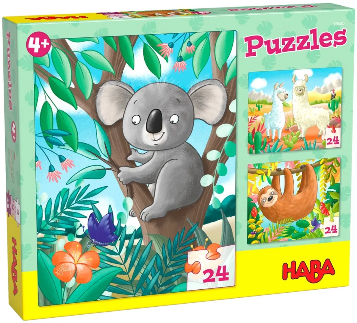 Haba Legpuzzel Koala, Luiaard & Co Junior 24-delig - Multicolor
