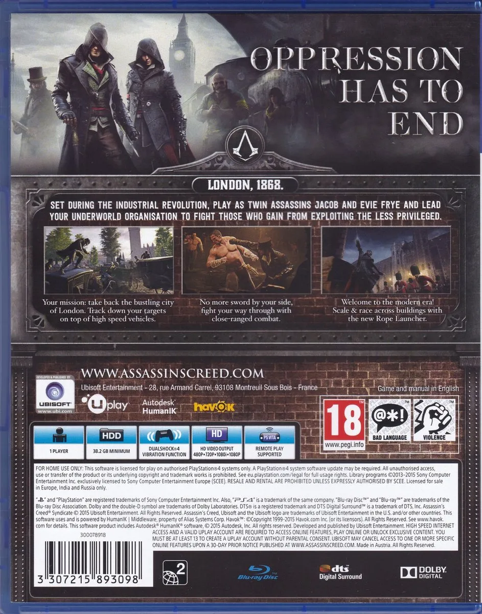 Ubisoft Assassin's Creed Syndicate - PS4