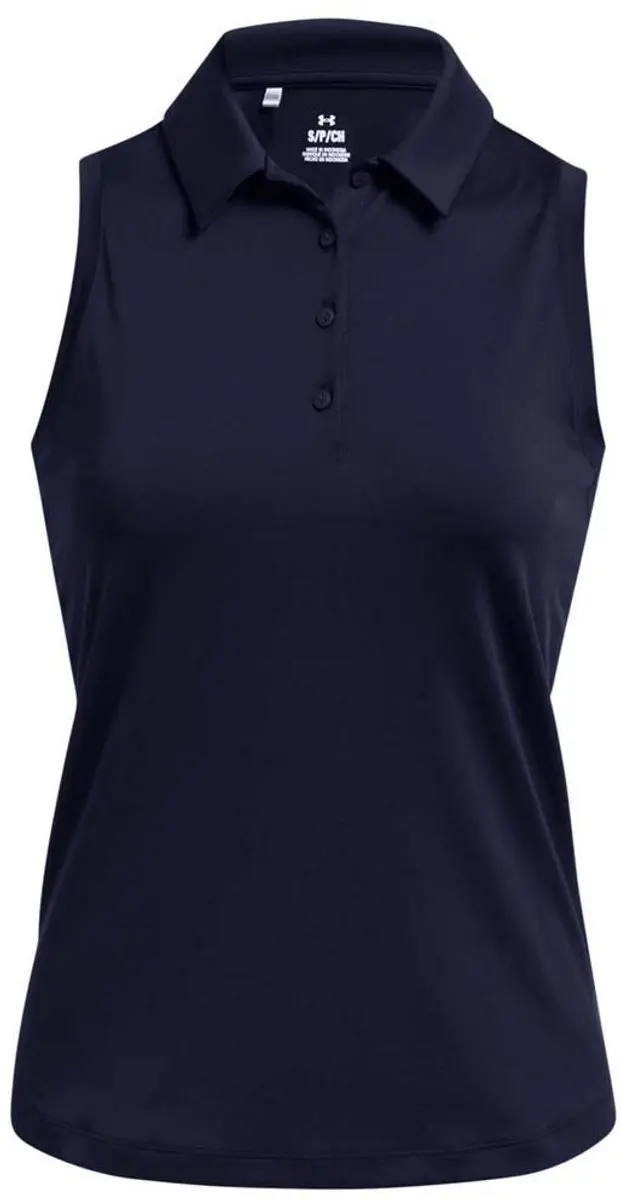 Under Armour Playoff Mouwloos Poloshirt Dames - M - Midnight Navy/Halo Gray
