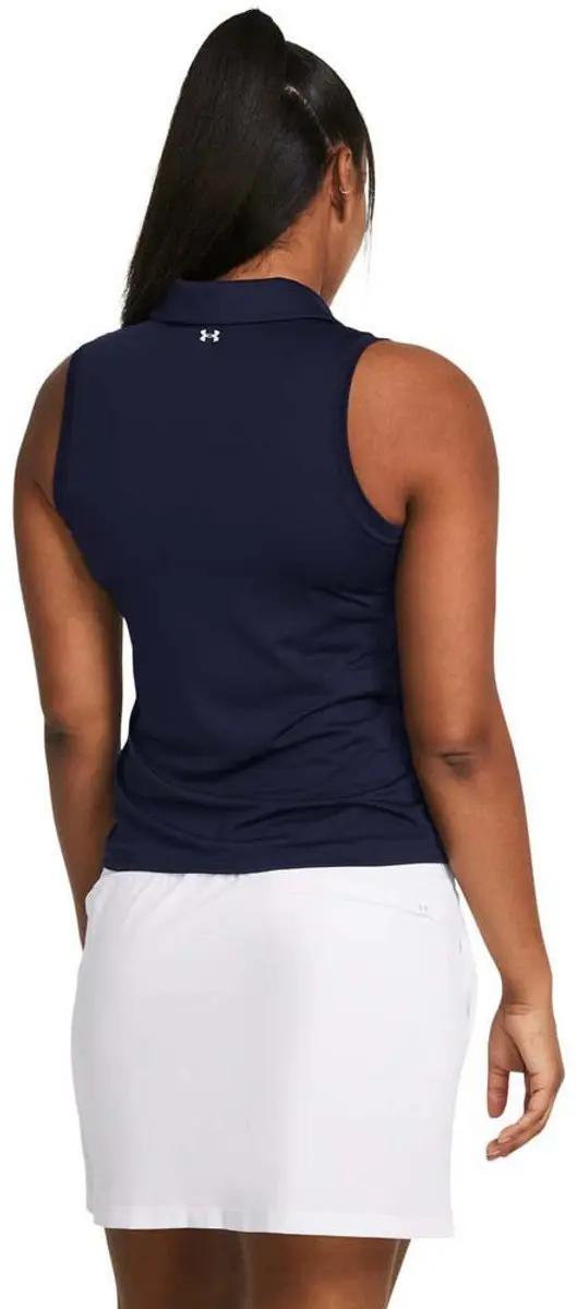 Under Armour Playoff Mouwloos Poloshirt Dames - M - Midnight Navy/Halo Gray