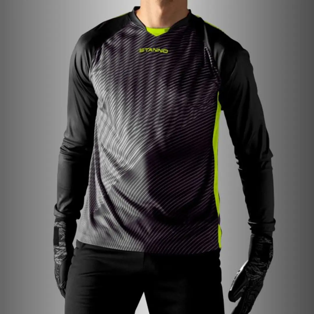 Stanno Vortex Keeper Shirt Long Sleeve 140 - Zwart/Néon Geel