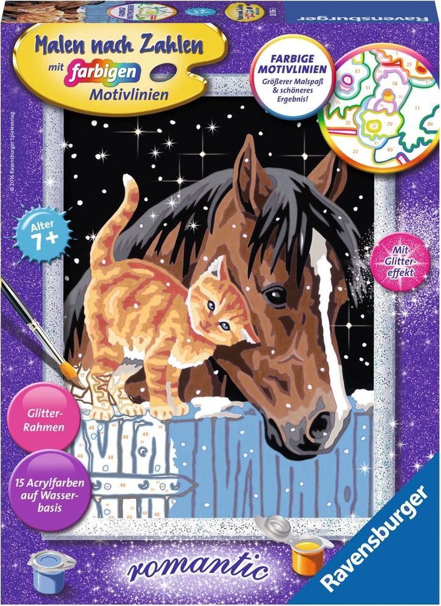 Ravensburger schilderen op nummer set - Fohlen met katje - creatief speelgoed.