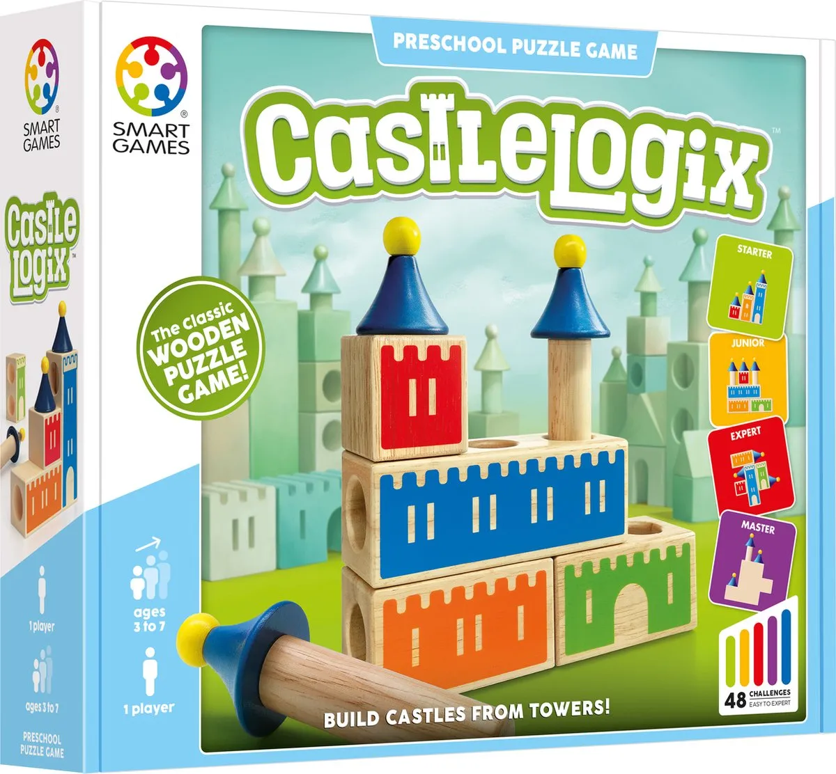 SmartGames Castle Logix Houten Kleuterspel - 7 Stuks - Multicolor