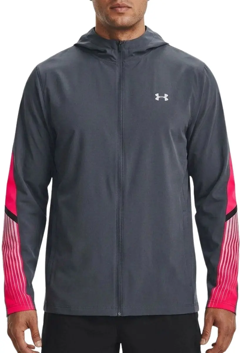 Under Armour Velociti Storm Heren Jas - XXL - Donkergrijs/Rood/Roz