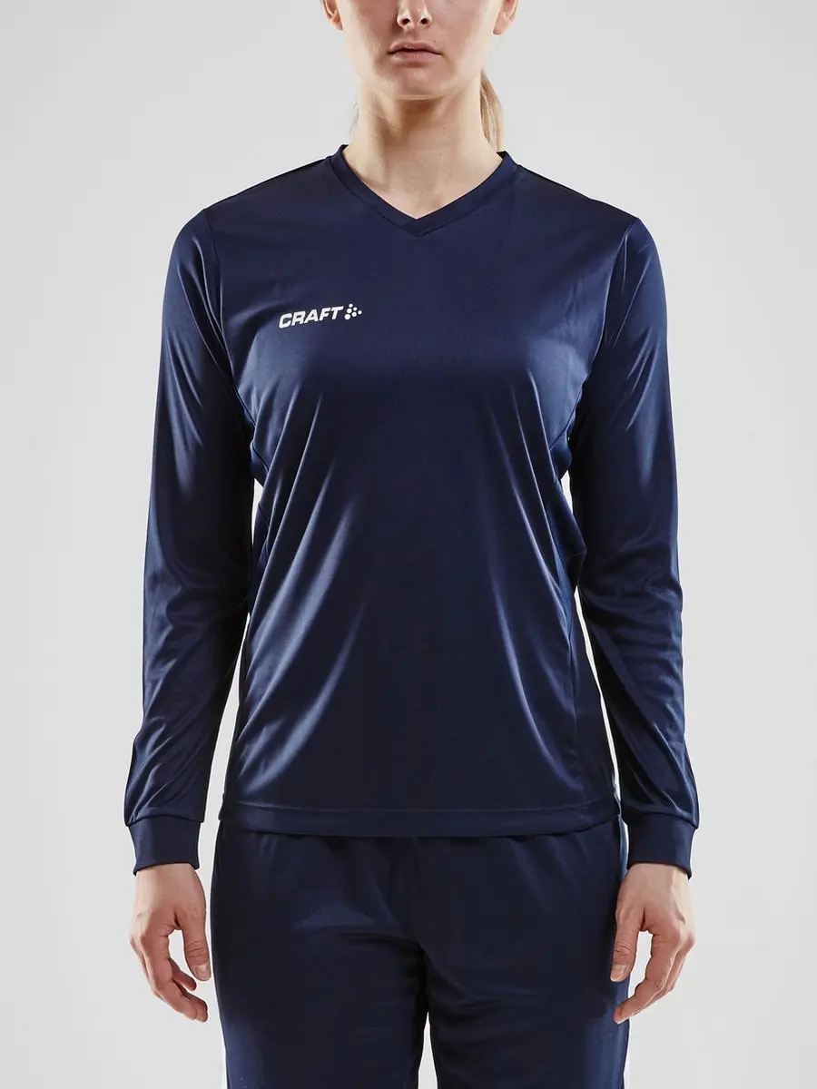Craft Squad Jersey Solid LS W - Maat L - Navy/Wit