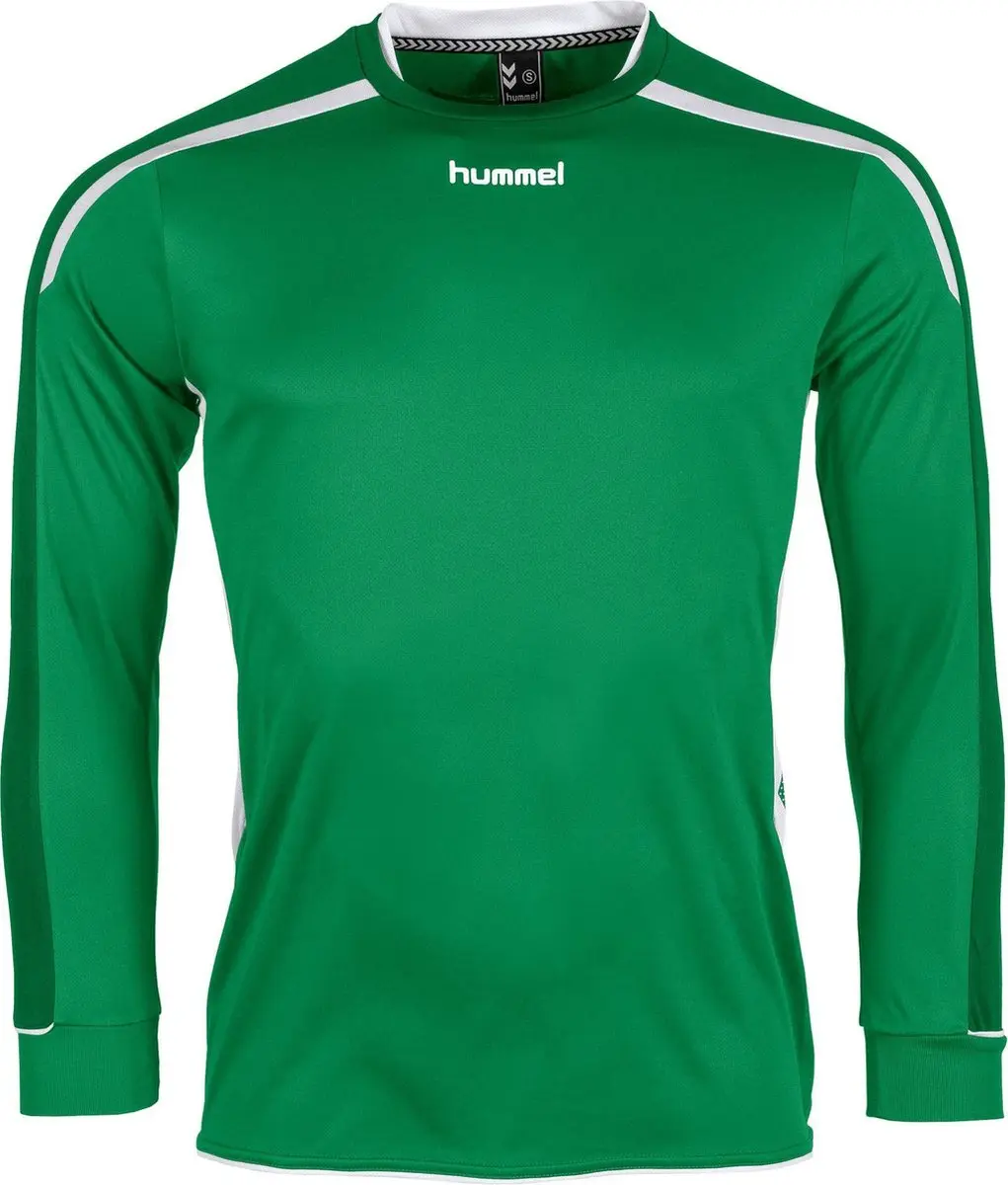 Hummel Preston L/S Sportshirt - Maat M - Groen/Wit