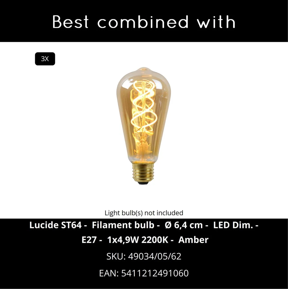 Lucide Medine Hanglamp Ø46cm - 3xE27 Fumé