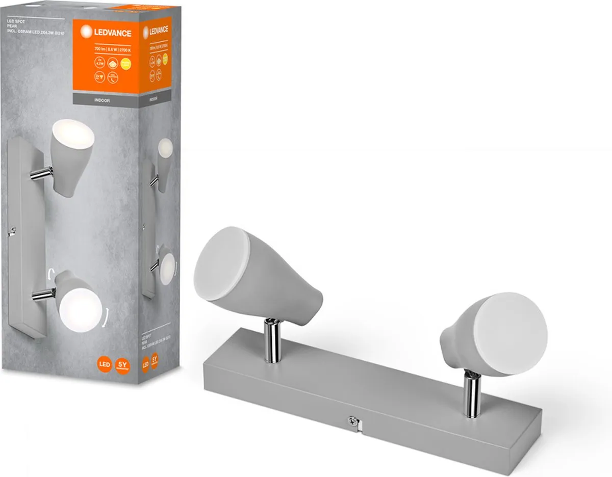 LEDVANCE LED Spot Pear Plafondmontagespot 8,6W 420lm - Grijs