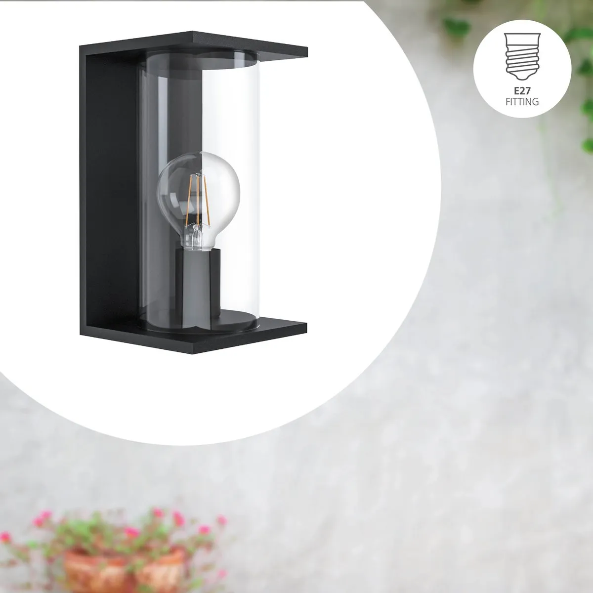 Eglo Cascinetta Wandlamp E27 IP44 - Zwart