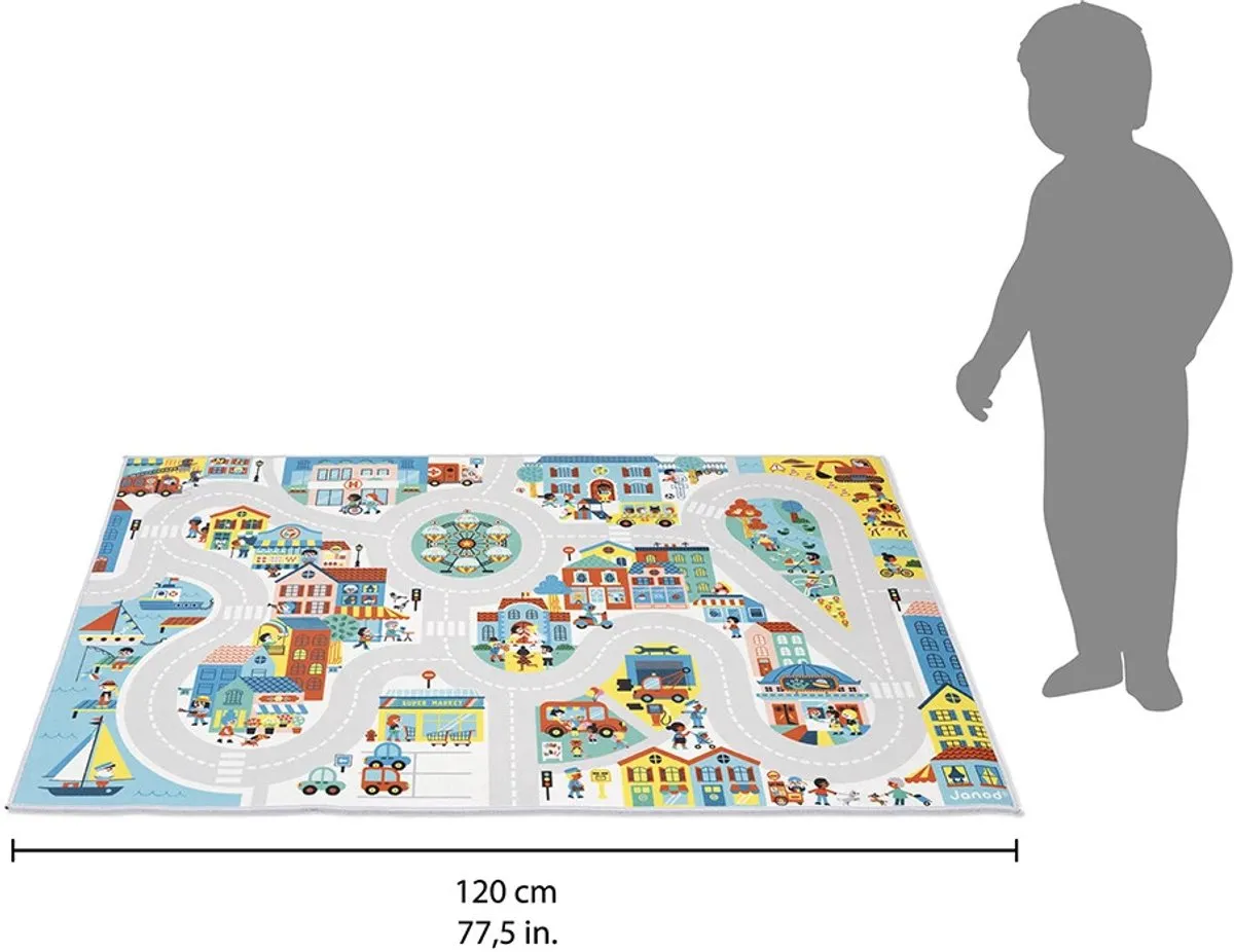 Janod Cross Roads Speelmat De Stad 120x78cm - Antislip