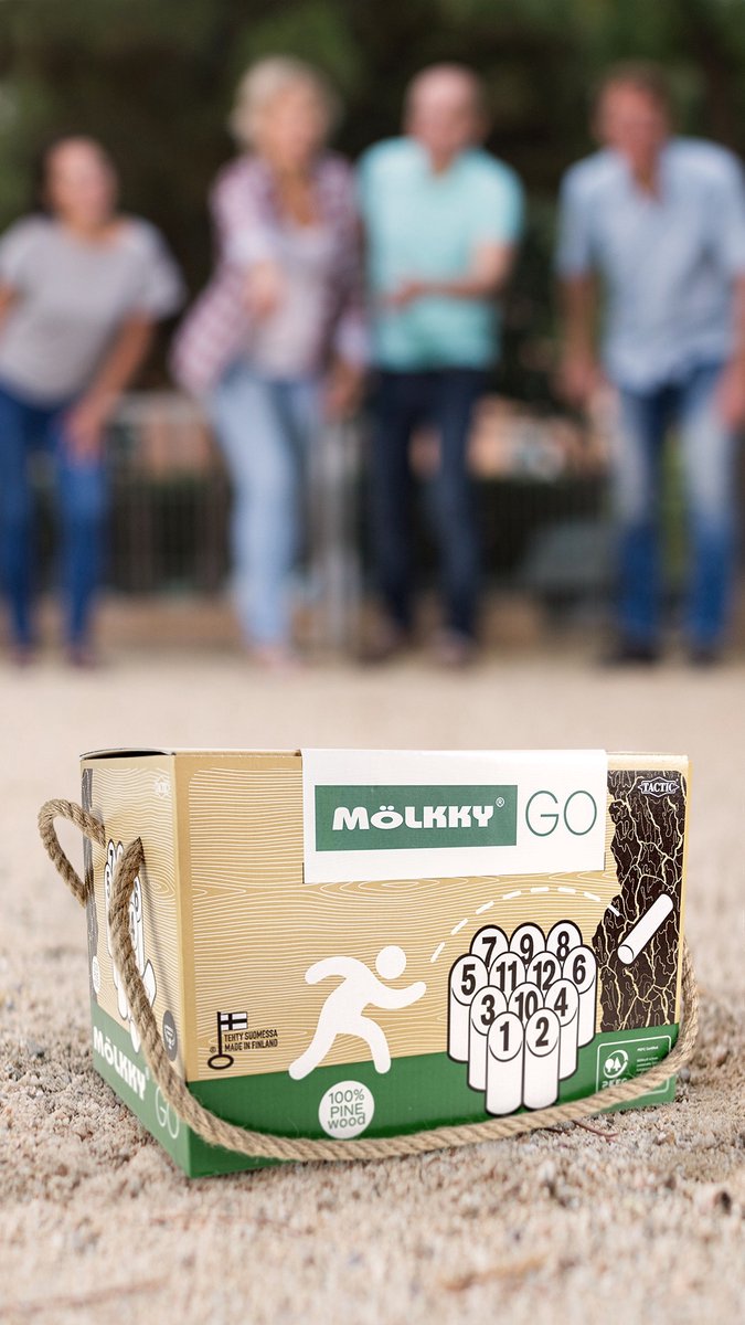 Tactic Mölkky Go – Vang- en Werpspel - Origineel Fins Houten Werpspel In Handige Draagbare Doos – Duurzaam Grenenhout – Met Gratis Score-App