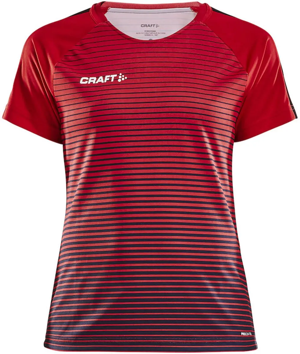Craft Pro Control Stripe Shirt Dames - Rood/Marine XXL