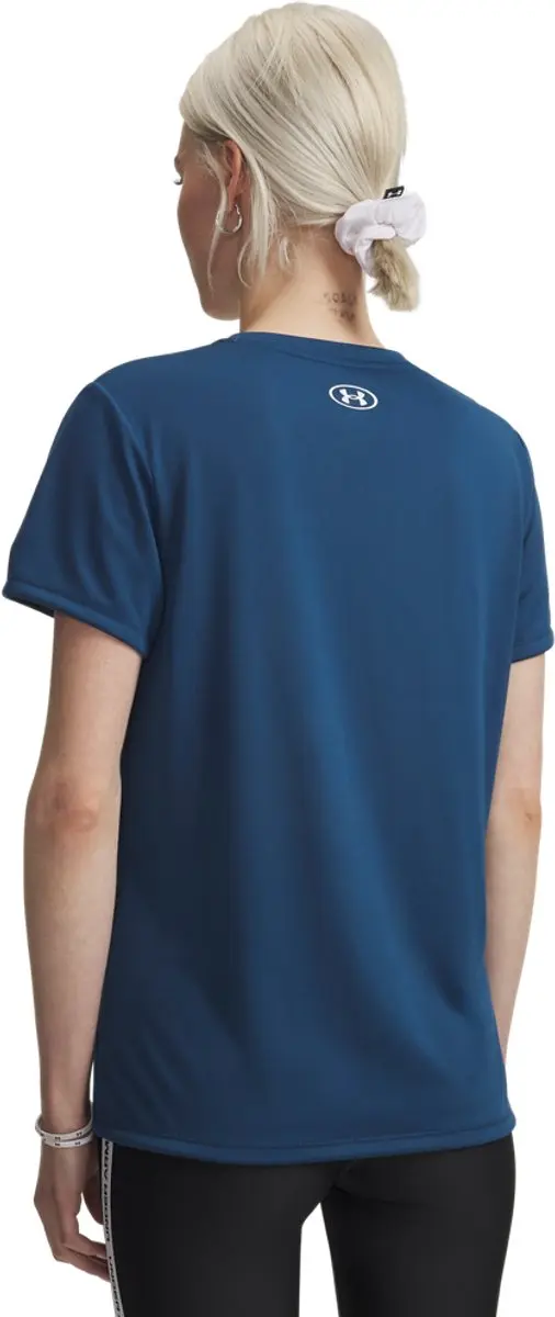 Under Armour Tech SSV Solid-BLU Dames Sportshirt - L - Blauw/Wit