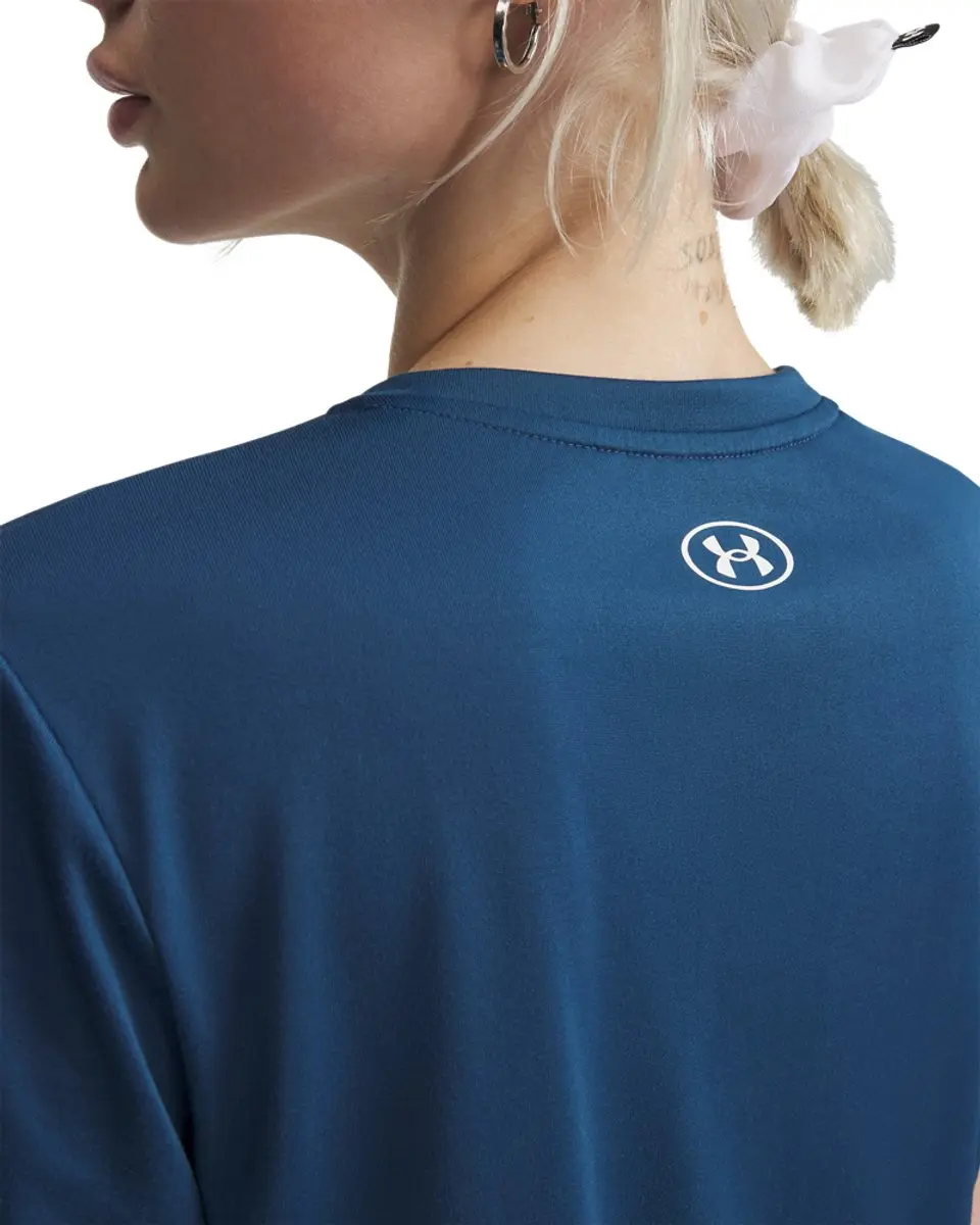 Under Armour Tech SSV Solid-BLU Dames Sportshirt - L - Blauw/Wit