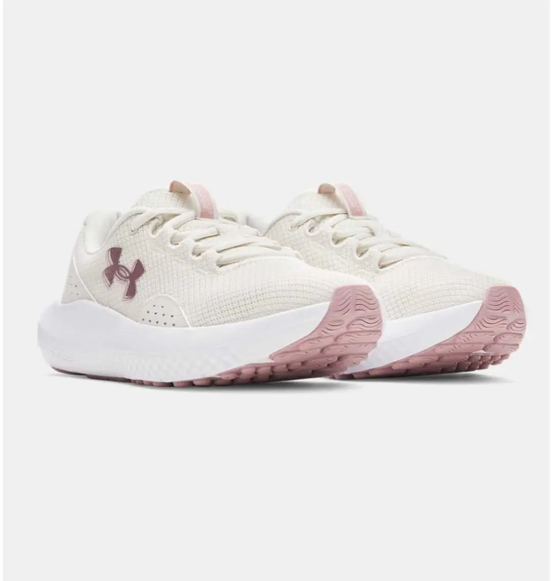 Under Armour UA W Charged Surge 4-WHT Dames Sportschoenen - Wit/Roze