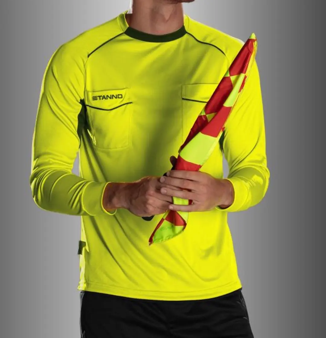 Stanno Bergamo Referee Shirt Lange Mouw - XXL - Neon Geel/Zwart