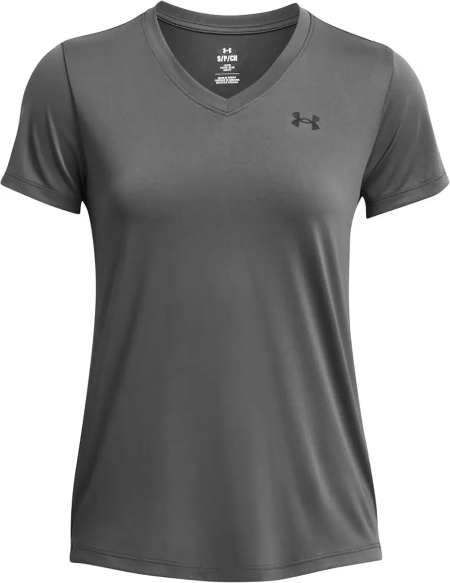 Under Armour Tech SSV Solid-GRY Dames Sportshirt XL - Castlerock/Zwart