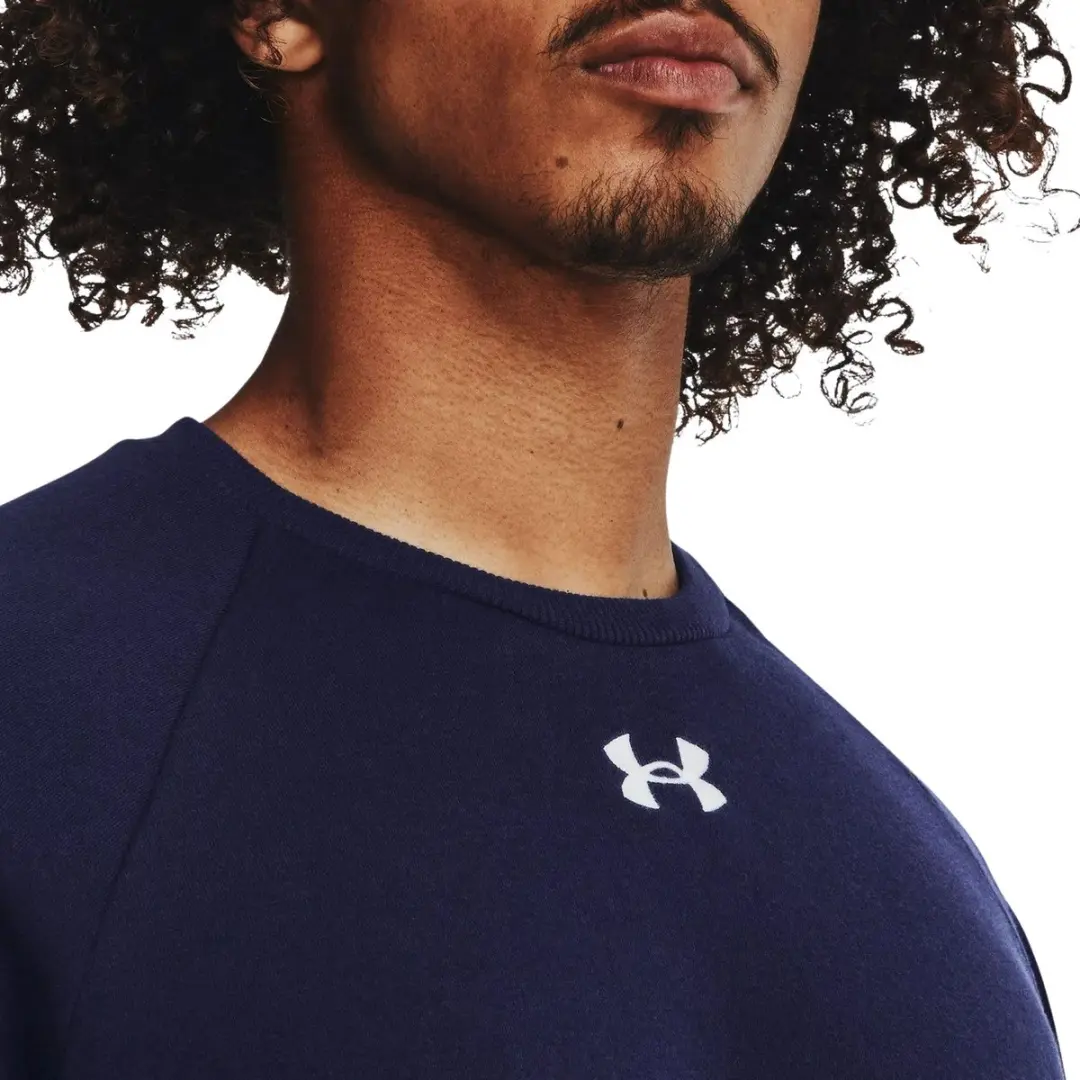 Under Armour UA Rival Fleece Crew Heren Trui - Navy/Wit - afbeelding 6 van 6