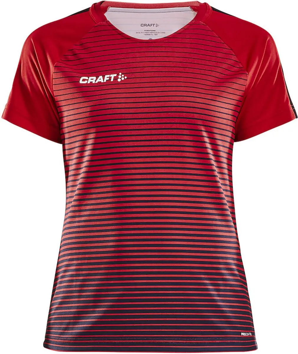 Craft Pro Control Stripe Shirt Dames - Rood/Marine M