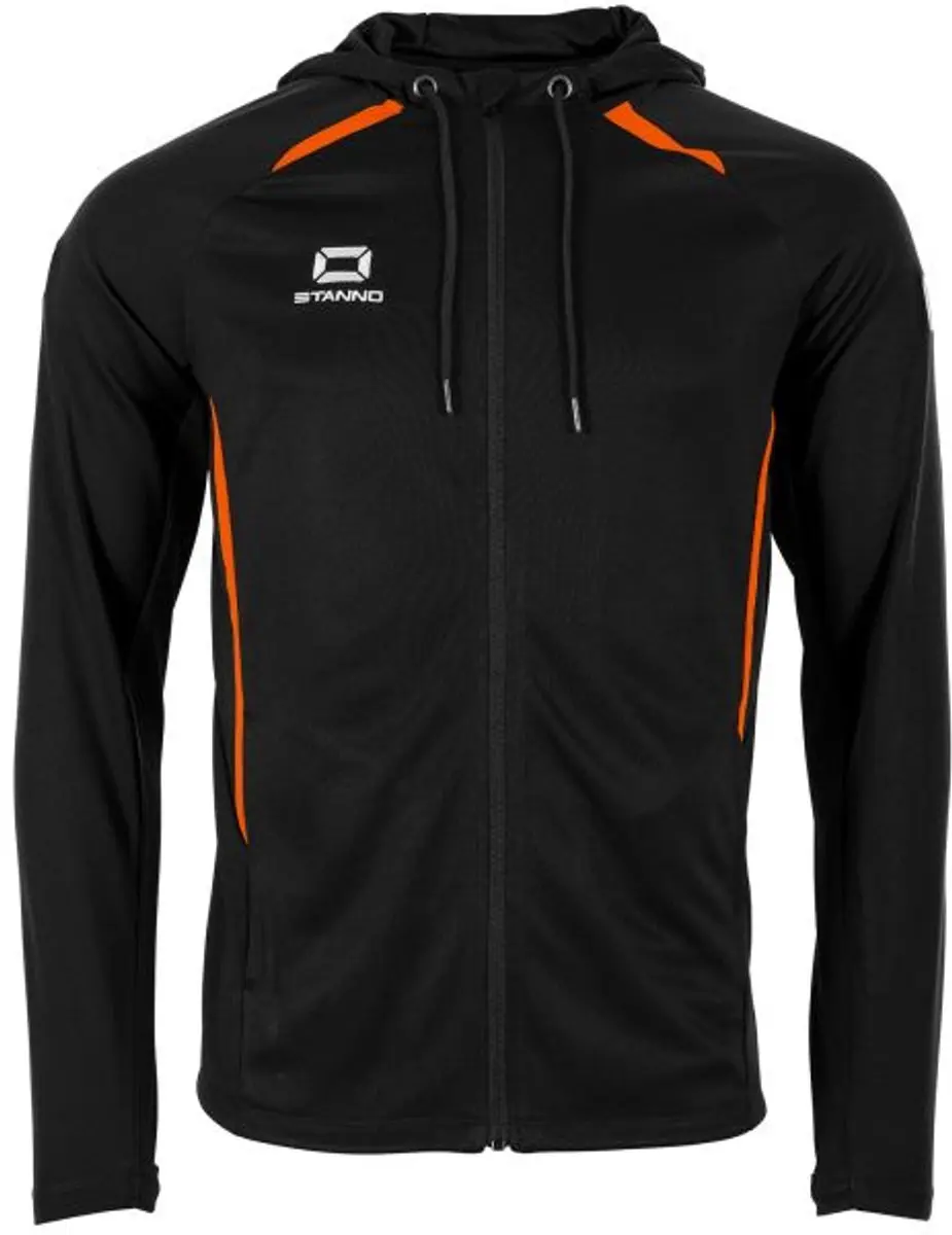 Stanno Stadio Hooded Full Zip Top M - Zwart/Oranje