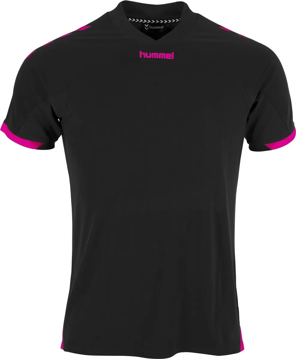 Hummel Fyn Shirt Korte Mouw Kinderen 164 - Zwart/Magenta