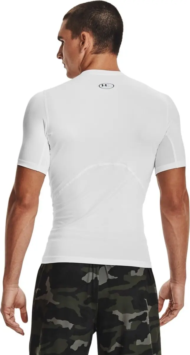 Under Armour HG Armour Comp SS Heren Sportshirt - L - Navy/Wit