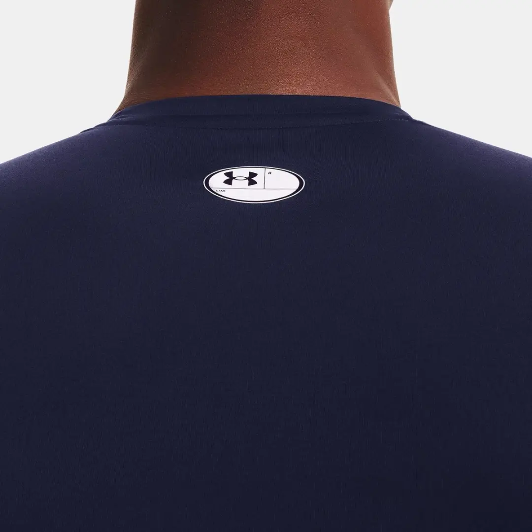 Under Armour HG Armour Comp SS Heren Sportshirt - L - Navy/Wit