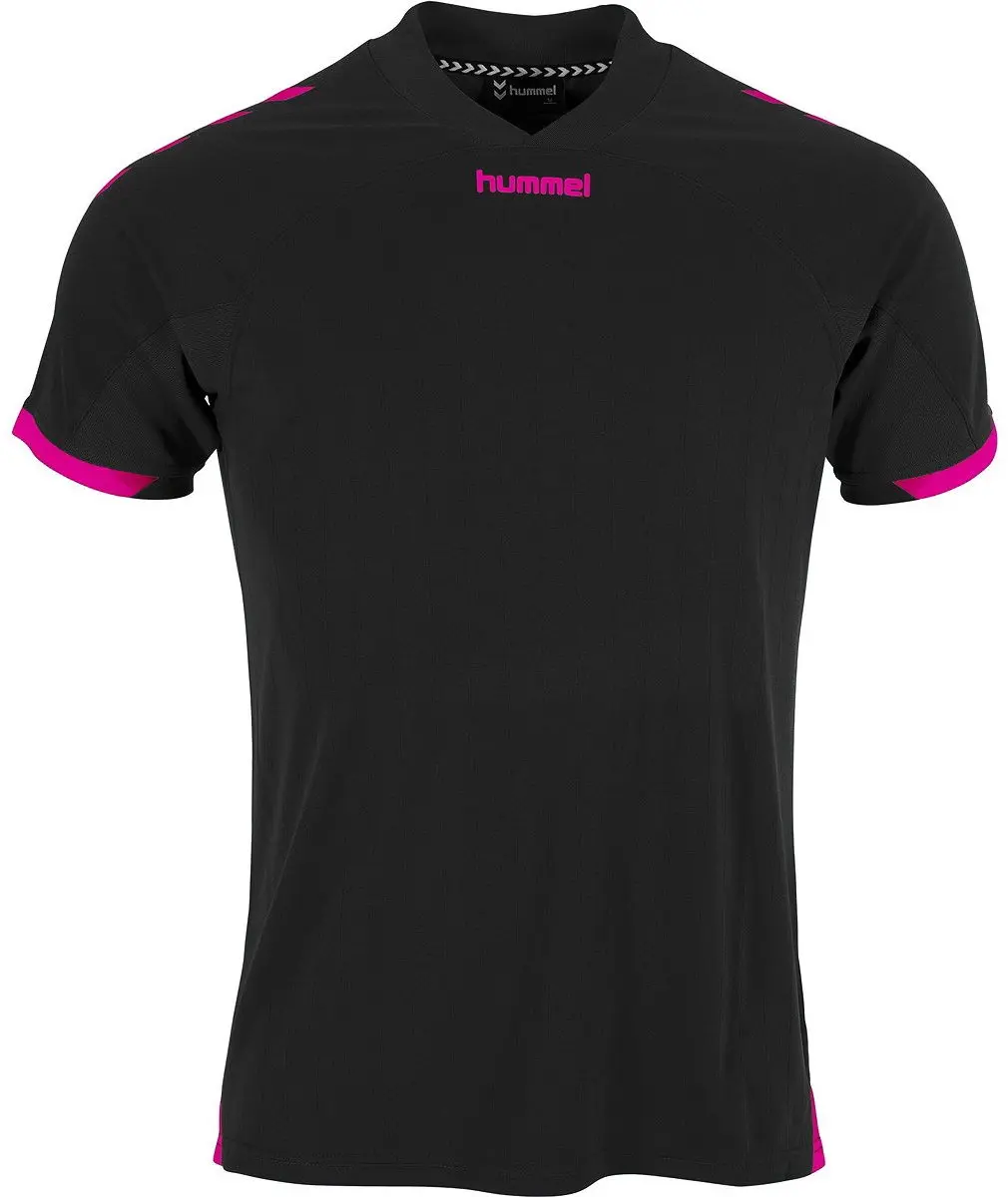 Hummel Fyn Shirt Heren - Korte mouwen - Zwart/Magenta - 2XL