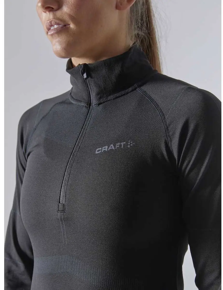 Craft Active Intensity Zip Thermoshirt Dames - Maat M - Zwart/Grijs