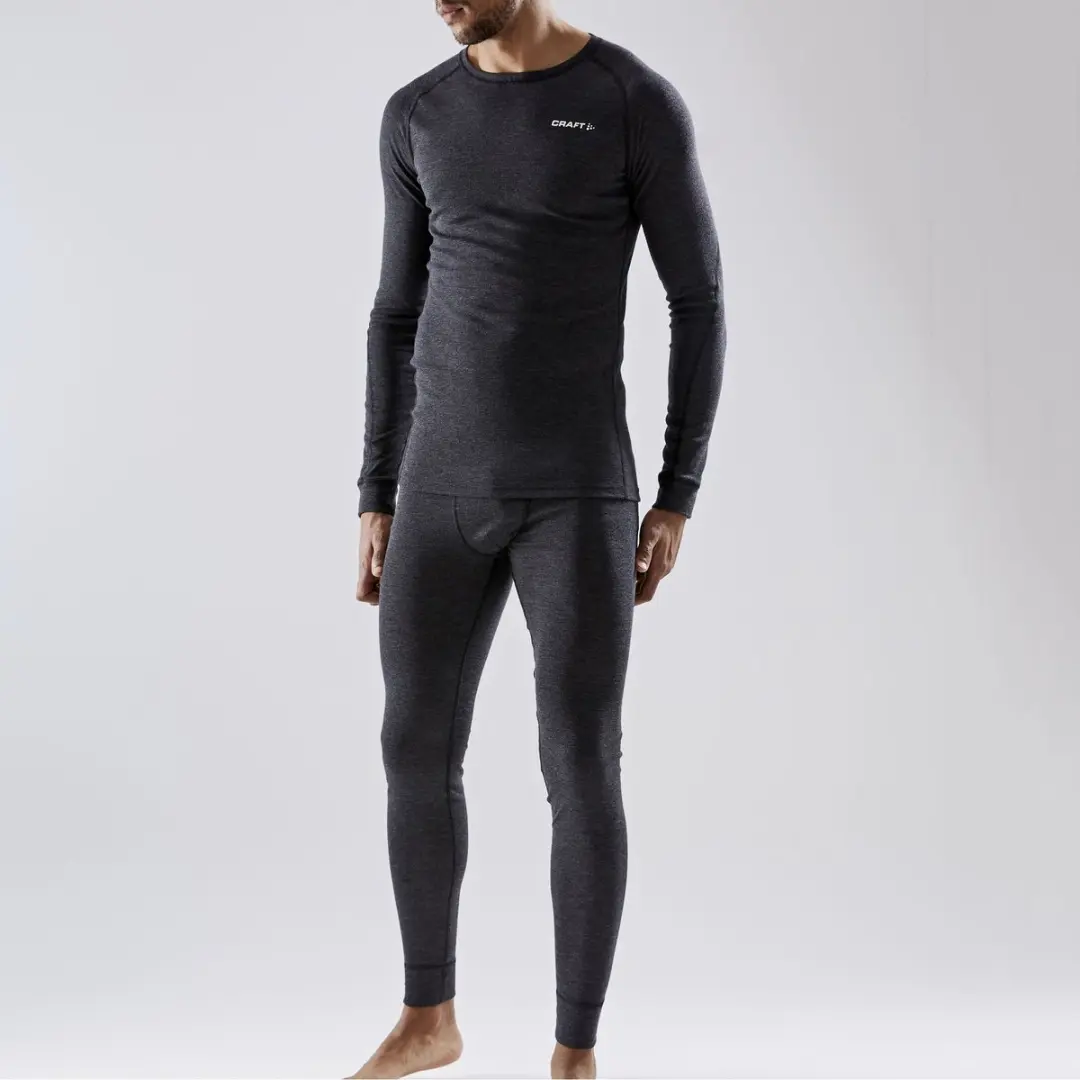 Craft Core Wool Merino Thermoset Heren Broek & Shirt - Maat S - Zwart