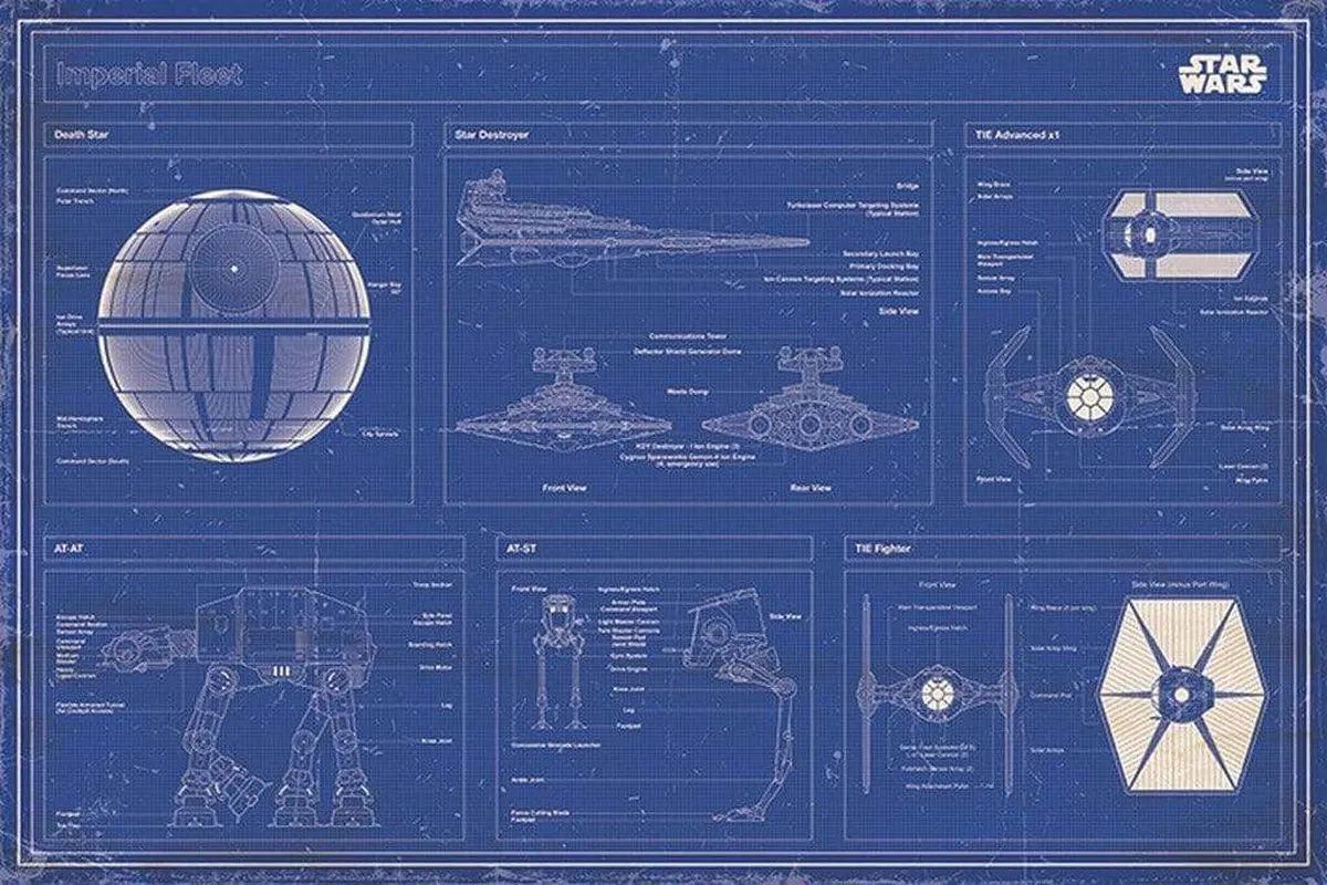 Star Wars Blueprint Imperial Fleet Poster 61x91cm - Multicolor