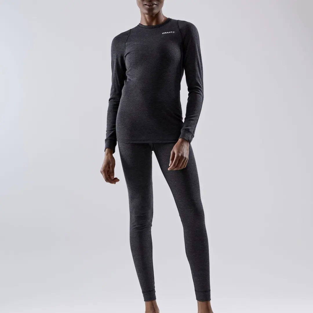 Craft Core Wool Merino Set Thermoshirt Dames - XL - Zwart