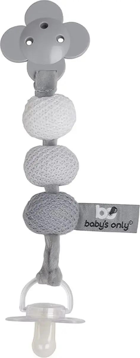 Baby's Only Gebreid Speenkoord - Zilvergrijs/Grijs/Wit