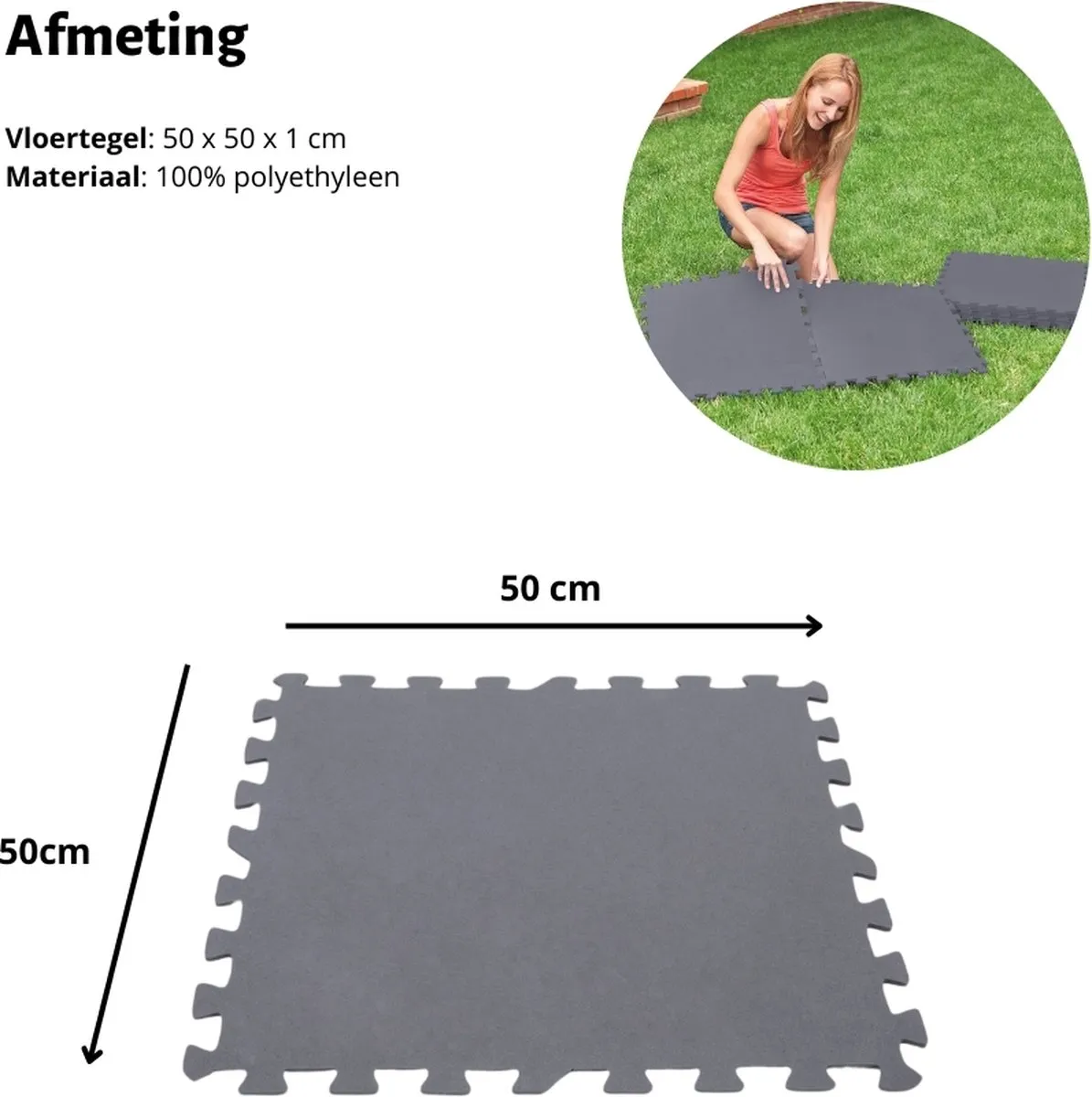 Intex Zwembadtegels 50x50cm - 176 Stuks (22x8) - Grijs