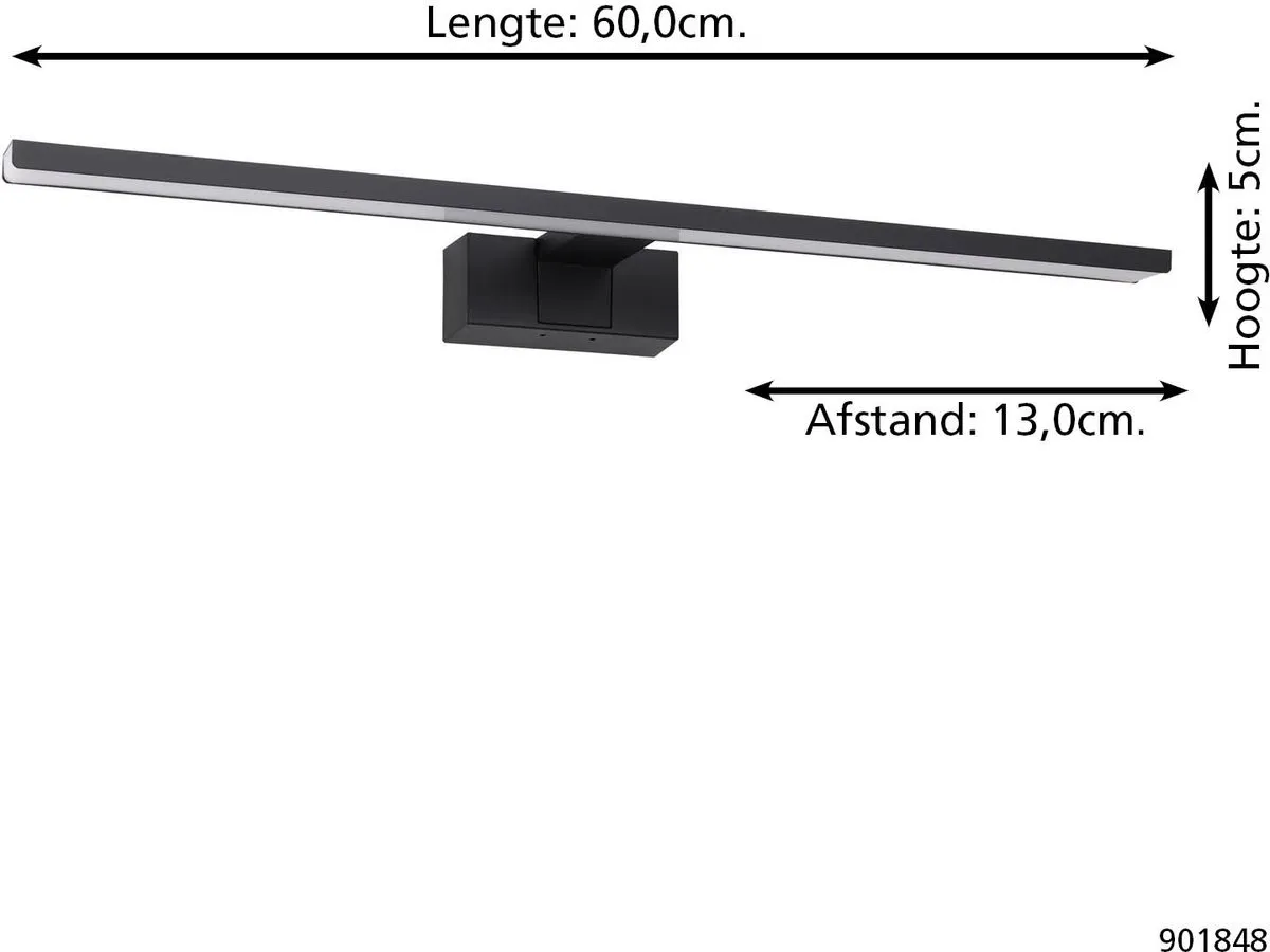 Eglo Conettilla Spiegellamp LED 10W - Zwart/Wit - Instelbaar wit licht