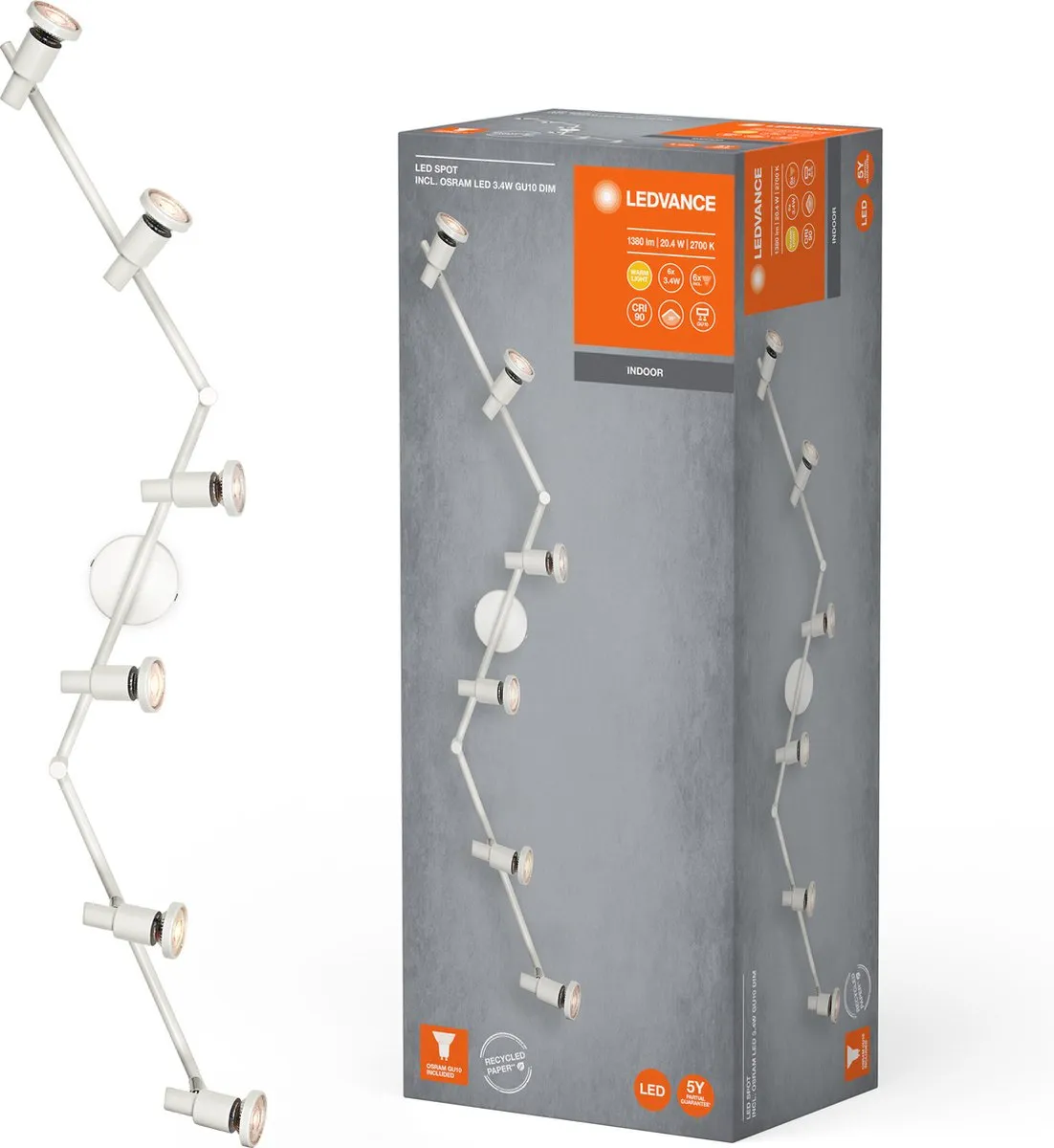 LEDVANCE LED Spot GU10 6x3,4W - 1380lm Warm Wit - 2700K - 6 Stuks