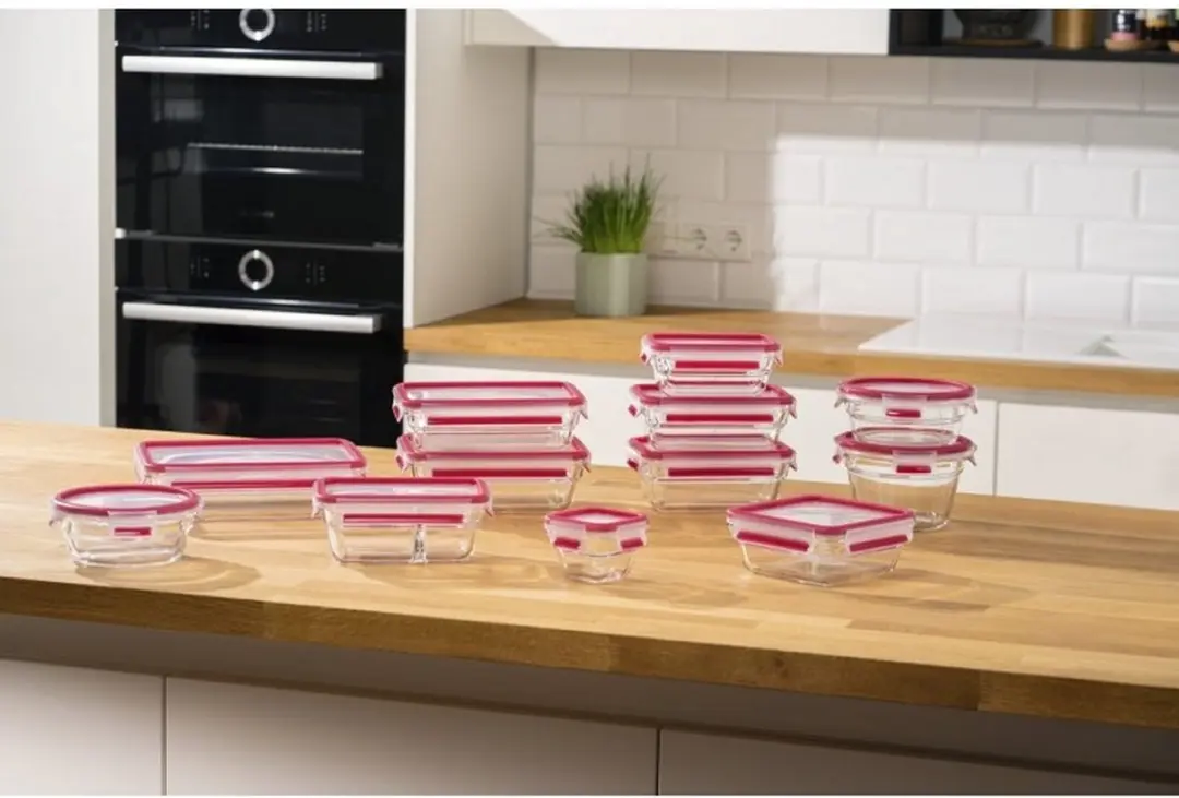 Emsa Clip and Close Glazen Vershoudbakje 2L - Rood
