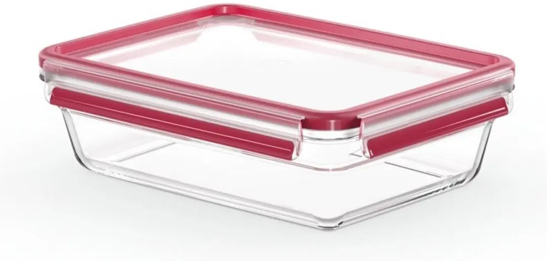 Emsa Clip and Close Glazen Vershoudbakje 2L - Rood