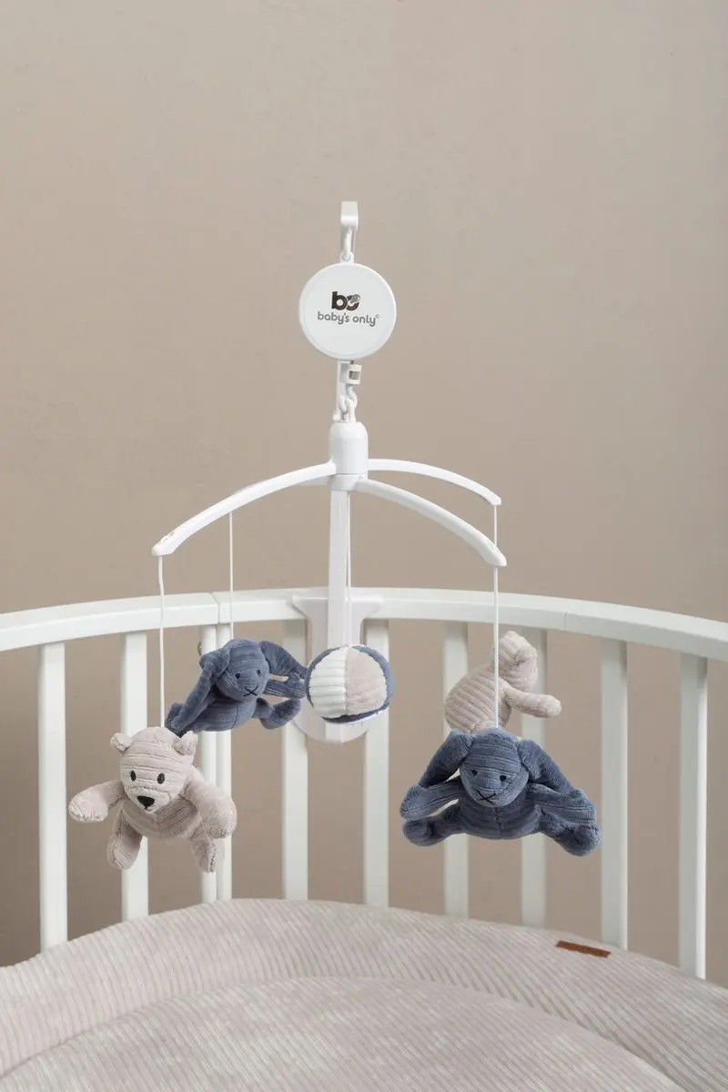 Baby's Only Muziekmobiel Sense - Vintage Blue/Kiezelgrijs/Wit