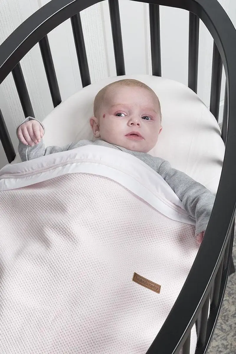 Baby's Only Wieglaken Gebreide Bies 80x100cm - Zilvergrijs/Wit