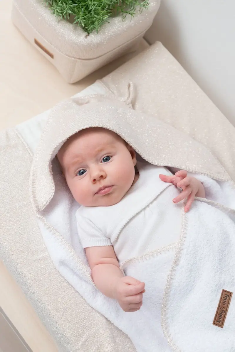 Baby's Only Badcape Sparkle Zilver-Roze Mêlee - 75x85cm