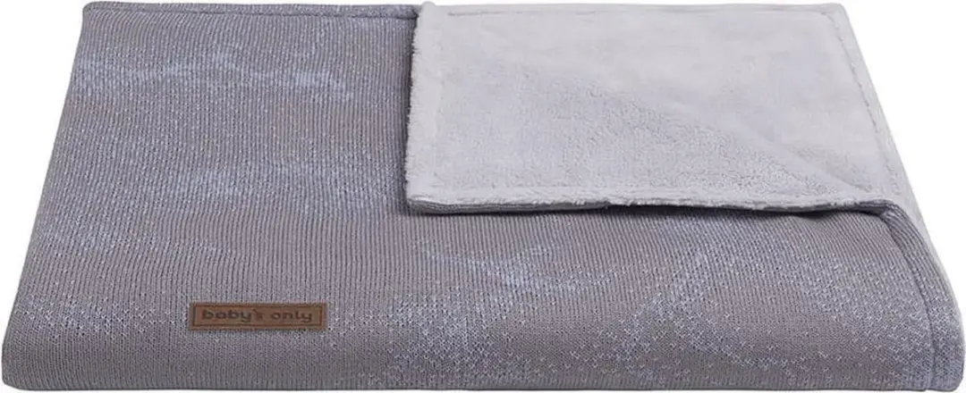 Baby's Only Gebreide Wiegdeken Teddy Marble - 70x95cm - Cool Grey/Lila