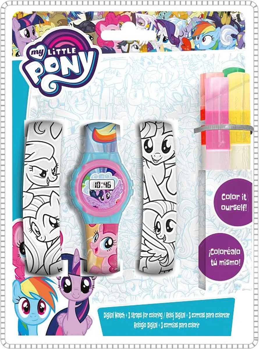 My Little Pony Horloge met inkleurbare horloge bandjes - Speelgoedsieraad - Hobby