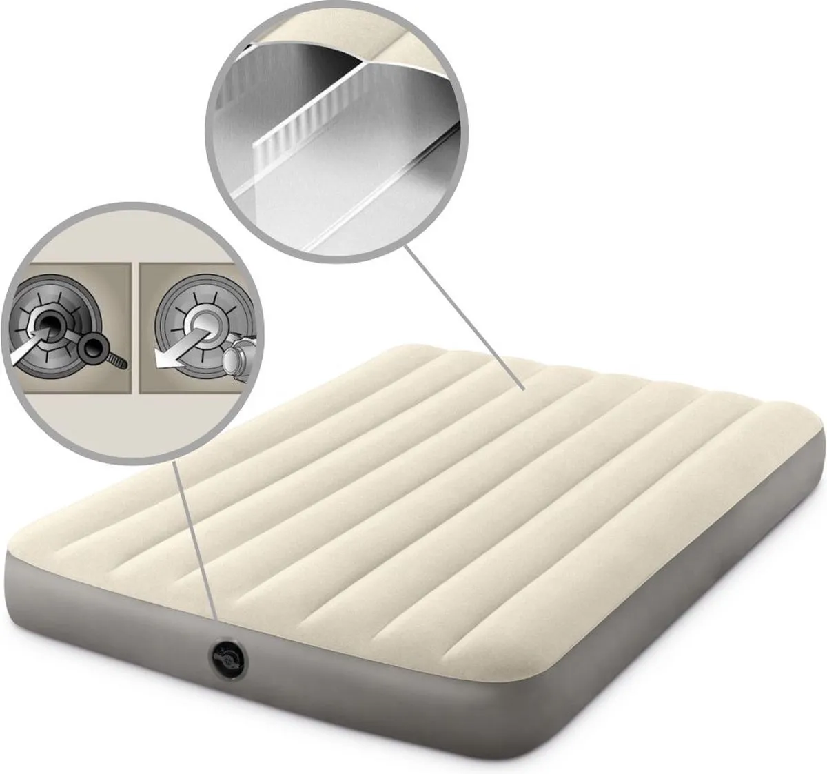 Intex Deluxe GKD Luchtbed Twijfelaar 191x137x25cm - Beige
