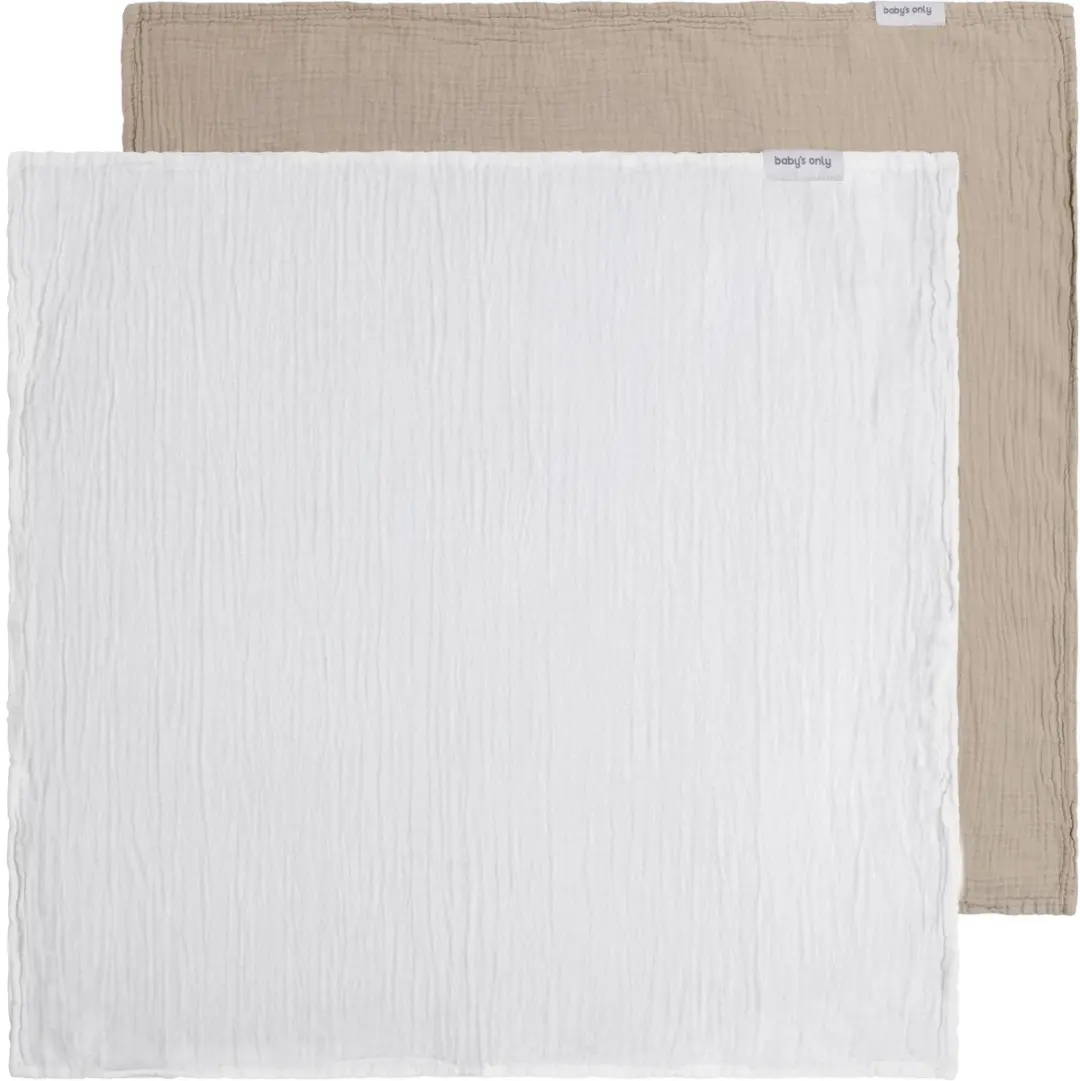 Baby's Only Hydrofiele Inbakerdoek Beige/Wit 65x65cm