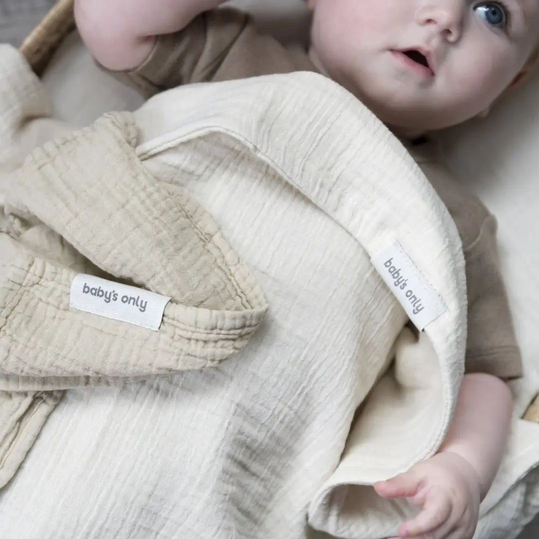 Baby's Only Hydrofiele Inbakerdoek Beige/Wit 65x65cm - 2 Stuks