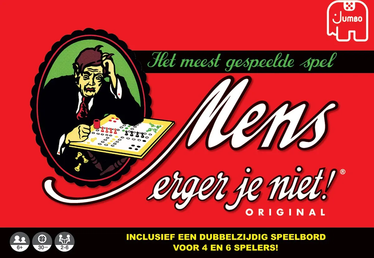 Jumbo Mens Erger Je Niet Bordspel - 2-6 Spelers
