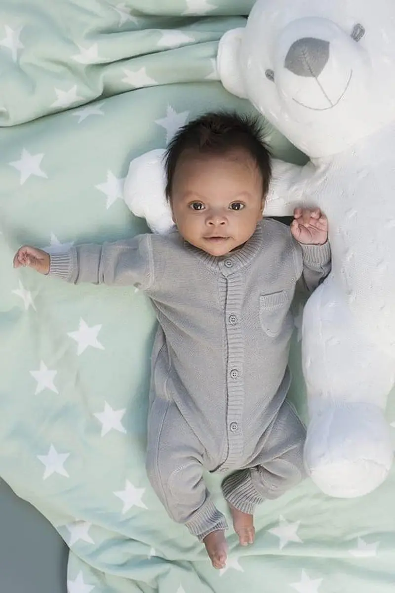 Baby's Only Gebreide Ledikantdeken Star - 100x135cm - Grijs/Wit