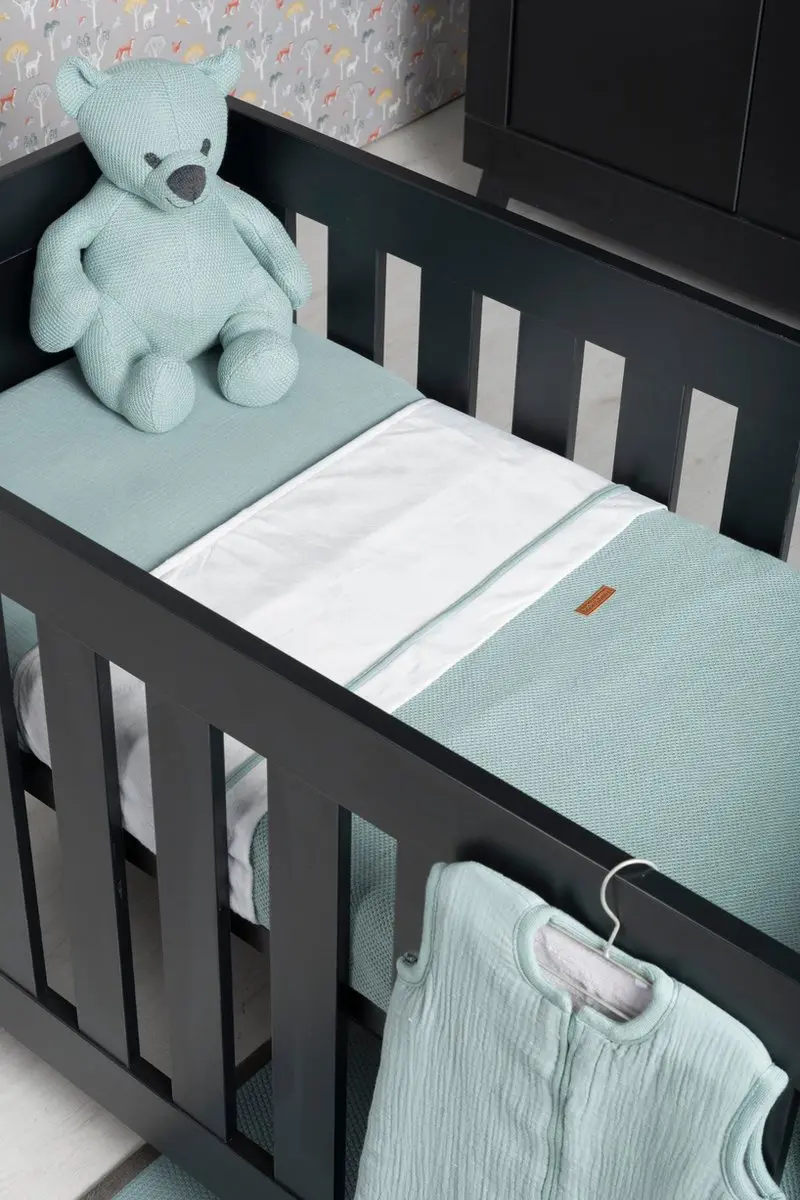 Baby's Only Wieglaken gebreide bies 80x100cm - Nordic Blue/Wit