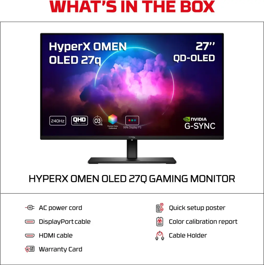 HyperX OMEN OLED 27q Gaming Monitor 27" QHD - 240Hz - QD-OLED
